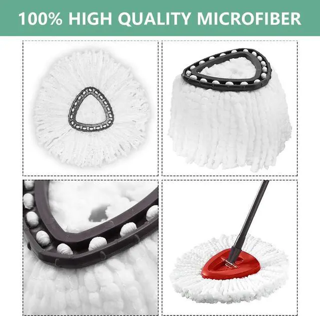 Alt view image 3 of 7 - [ 6 Pack ]Mop Heads Replacements, Spin Mop Replacement Head Deep Cleaning Machine Washable and Easy-to-Replace,Spin Mop Refill Replacement Head 100% Microfiber,Mop Head for O-Ceda EasyWrin(White)