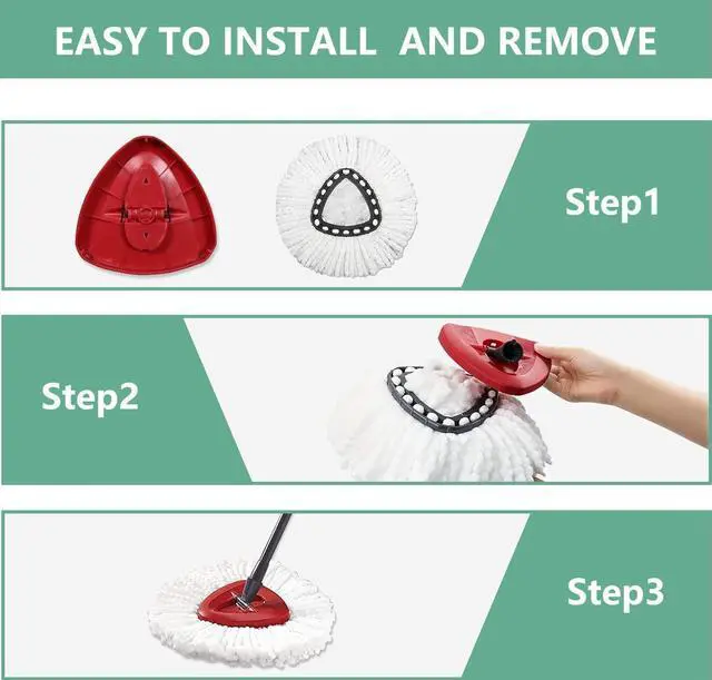 Alt view image 5 of 7 - [ 6 Pack ]Mop Heads Replacements, Spin Mop Replacement Head Deep Cleaning Machine Washable and Easy-to-Replace,Spin Mop Refill Replacement Head 100% Microfiber,Mop Head for O-Ceda EasyWrin(White)
