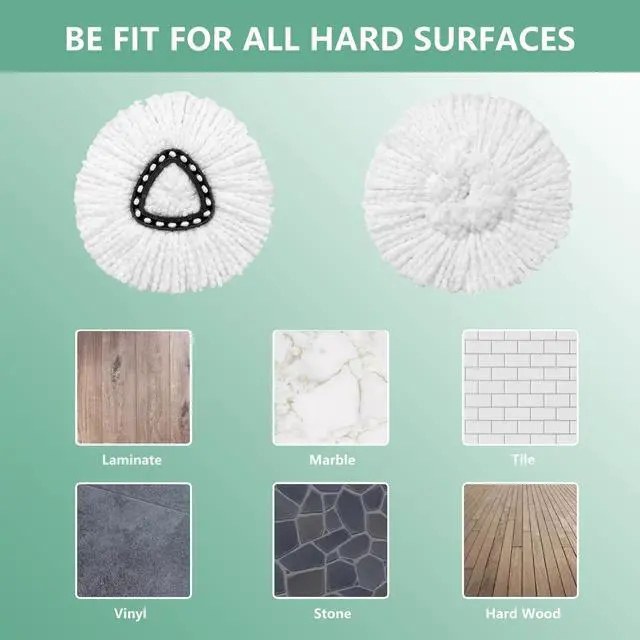 Alt view image 7 of 7 - [ 6 Pack ]Mop Heads Replacements, Spin Mop Replacement Head Deep Cleaning Machine Washable and Easy-to-Replace,Spin Mop Refill Replacement Head 100% Microfiber,Mop Head for O-Ceda EasyWrin(White)