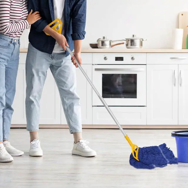 Alt view image 5 of 6 - 3 Pack Heavy Mop Replacement Head,Commercial Industrial Grade Blue Cotton Ring Heads,Cotton Looped End String Cleaning Mop Refills, Applied to Mop of Clamping Side-Loading Handles