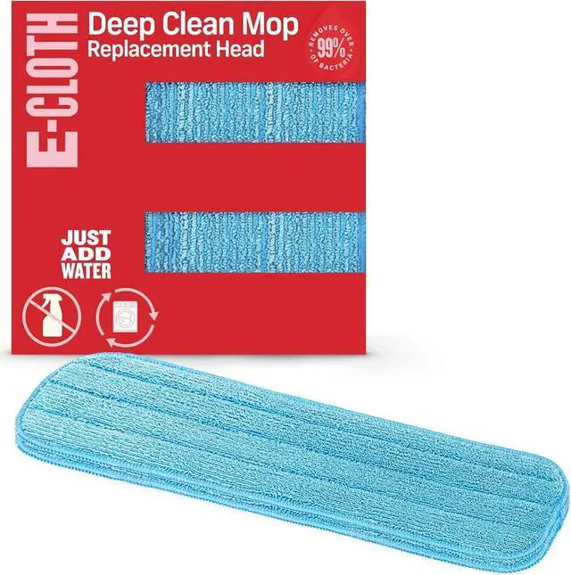 Main image of E-Cloth Deep Clean Mop Head, Microfiber Mop Head Replacement for Floor Cleaning, Great for Hardwood, Laminate, Tile and Stone Flooring, Washable and Reusable, 100 Wash Guarantee, 2 Pack