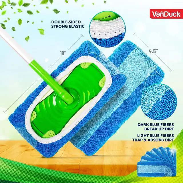 Alt view image 3 of 7 - VanDuck Reusable Pet Heavy Duty Mop Pads Compatible with Swiffer Sweeper (4-Pack) - Washable Microfiber Mop Pads for Wet & Dry Use - All Purpose Floor Mopping and Cleaning Product