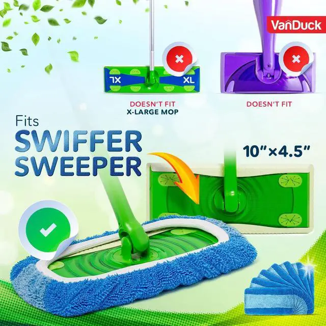 Alt view image 2 of 7 - VanDuck Reusable Pet Heavy Duty Mop Pads Compatible with Swiffer Sweeper (4-Pack) - Washable Microfiber Mop Pads for Wet & Dry Use - All Purpose Floor Mopping and Cleaning Product