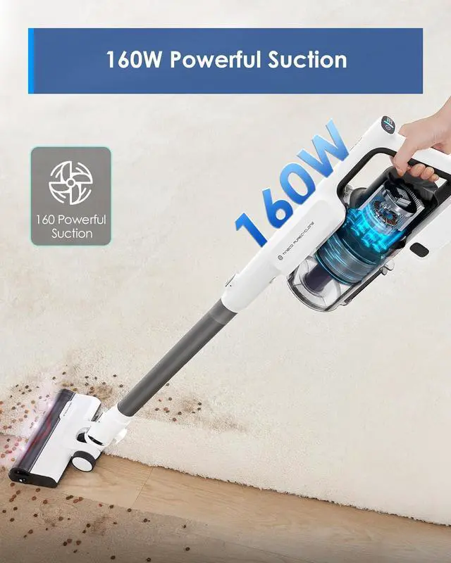 Alt view image 2 of 7 - Tineco A30S Cordless Stick Vacuum Cleaner, 160W Suction, 60Min Runtime, 1L Larger Dustbin, ZeroTangle Brush, PureCyclone Tech, LED Headlight