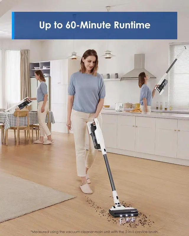 Alt view image 3 of 7 - Tineco A30S Cordless Stick Vacuum Cleaner, 160W Suction, 60Min Runtime, 1L Larger Dustbin, ZeroTangle Brush, PureCyclone Tech, LED Headlight