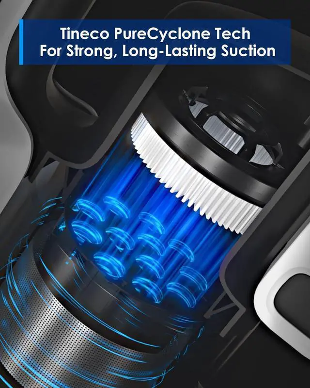 Alt view image 5 of 7 - Tineco A30S Cordless Stick Vacuum Cleaner, 160W Suction, 60Min Runtime, 1L Larger Dustbin, ZeroTangle Brush, PureCyclone Tech, LED Headlight