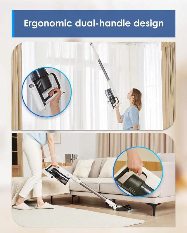Alt view image 6 of 7 - Tineco A30S Cordless Stick Vacuum Cleaner, 160W Suction, 60Min Runtime, 1L Larger Dustbin, ZeroTangle Brush, PureCyclone Tech, LED Headlight
