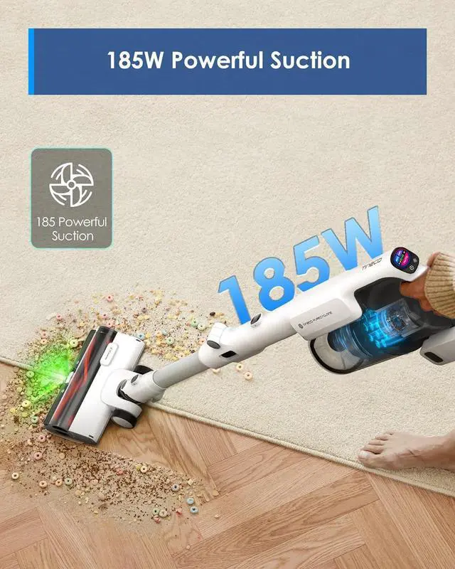 Alt view image 2 of 7 - Tineco Pure ONE A50S Cordless Stick Vacuum Cleaner, 185W Suction, 70Min Runtime, 1L Larger Dustbin, 3DSense Power Brush, PureCyclone Tech, Easily Tackles Large Debris
