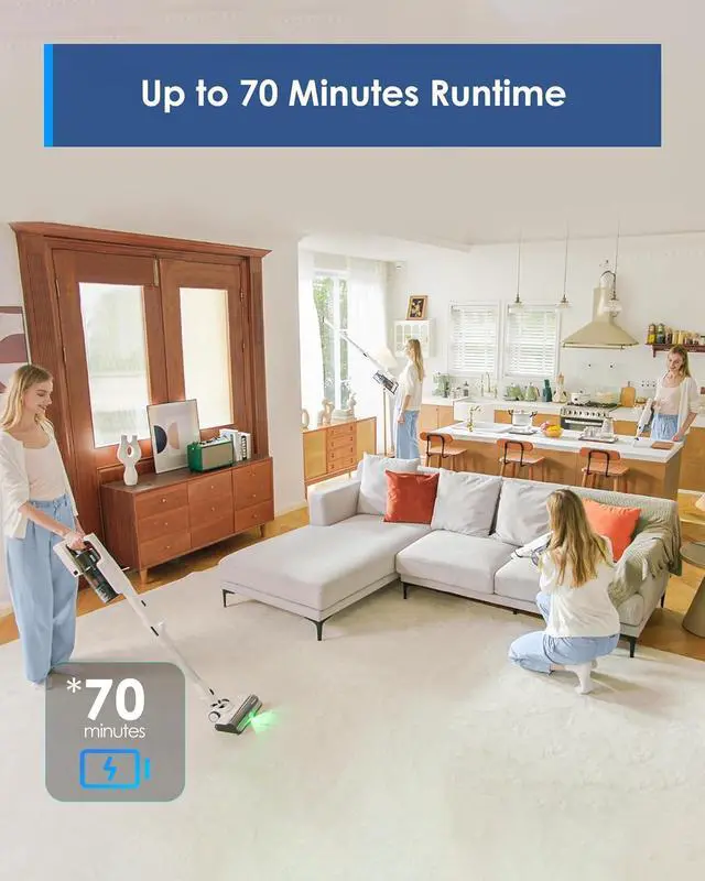 Alt view image 4 of 7 - Tineco Pure ONE A50S Cordless Stick Vacuum Cleaner, 185W Suction, 70Min Runtime, 1L Larger Dustbin, 3DSense Power Brush, PureCyclone Tech, Easily Tackles Large Debris