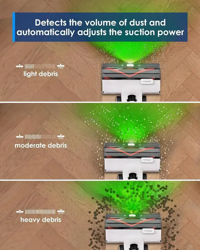Alt view image 5 of 7 - Tineco Pure ONE A50S Cordless Stick Vacuum Cleaner, 185W Suction, 70Min Runtime, 1L Larger Dustbin, 3DSense Power Brush, PureCyclone Tech, Easily Tackles Large Debris
