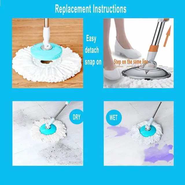Alt view image 4 of 7 - Spin Mop Head Refill Mop Replacement for Spin Magic Mop Pads Round Spin Mop Microfiber Easy Wring Spin Mop Head Cloth 6-Pack