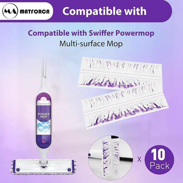 Alt view image 2 of 7 - 10 Pack Swiffer Power Mop Refills  Disposable Wet Mop Pads for Swiffer Power Mop, Perfect for Hardwood, Tile, and Laminate Floors, Easy-to-Use Floor Cleaning Pads Compatible with Swiffer WetJet
