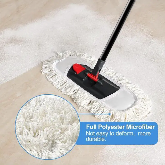 Alt view image 4 of 7 - Dust Mop for Floor Cleaning Microfiber Professional Dry & Wet Flat Mops for Tile Floors with a Extra Chenille Refill Mopping Pad for Hardwood,Tile,Marble Floor