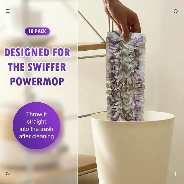 Alt view image 5 of 7 - 18 Count Disposable mop Pads Refills for Swiffer PowerMop Multi-Surface Mop and PowerMop Wood Mop, Replacement Pads Use for Floor Cleaning
