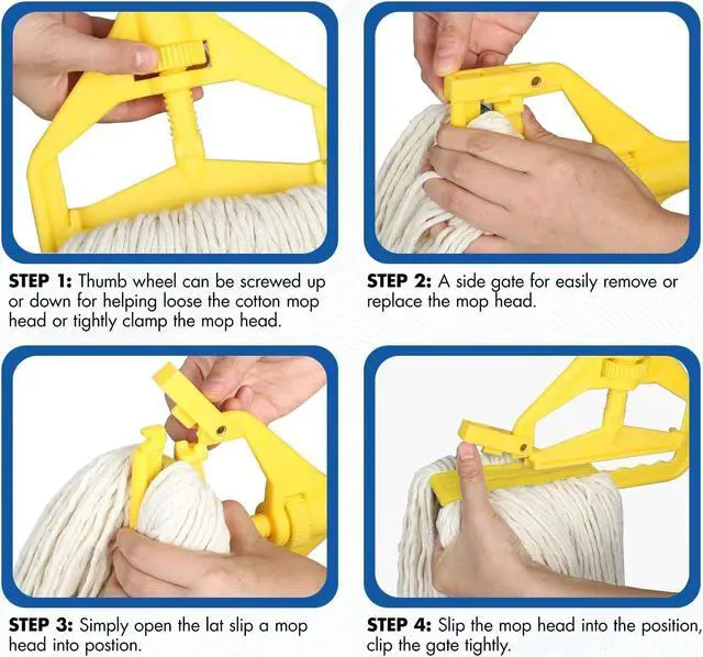 Alt view image 5 of 7 - KULED Heavy Duty Industrial Mop, Commercial Mop with Long Handle, Cotton Mop with 2 Mop Heads, Looped-End String Wet Mops for Floor Cleaning, Workshop, Warehouse, Home and Garage