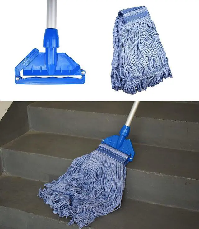 Alt view image 6 of 7 - Mop Head Replacement Commercial Heavy Duty String Blue Wet Mop Heads for 3 Typs Commercial Mop Handle(2,Large)
