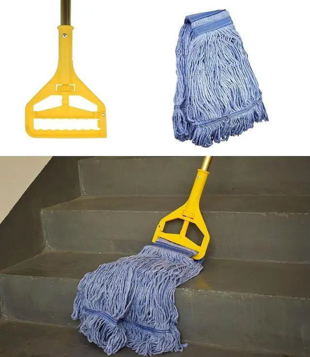Alt view image 5 of 7 - Mop Head Replacement Commercial Heavy Duty String Blue Wet Mop Heads for 3 Typs Commercial Mop Handle(2,Large)
