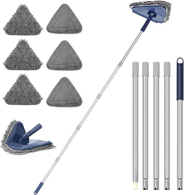 Main image of JEHONN Wall Cleaner Mop with Long Handle 82 Inches, 3-in-1 Ceiling Cleaning Tool Duster with 6 Replacement Microfiber Chenille Pads for Painted Walls, Window, Floor, Baseboard