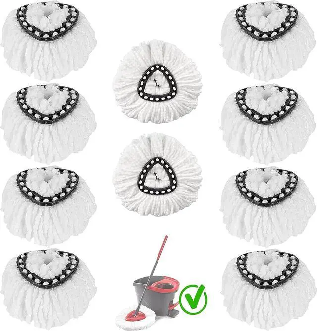 Main image of 10-Pack Spin Mop Replacement Heads, 100% Microfiber Spin Mop Refills Heads,360°Micro Replacement Mop Head for Easy House Cleaning Floor Mopping,White