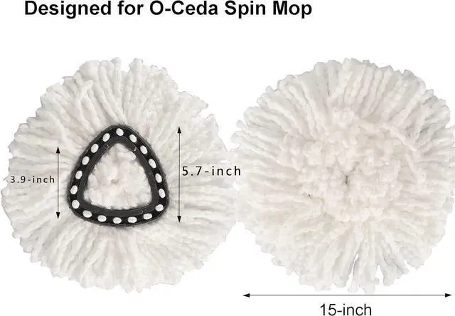 Alt view image 2 of 7 - 12-Pack Spin Mop Replacement Heads, Accoladesound 100% Microfiber Mop Refill Heads, Mop Replacement Heads for Spin Mop,White