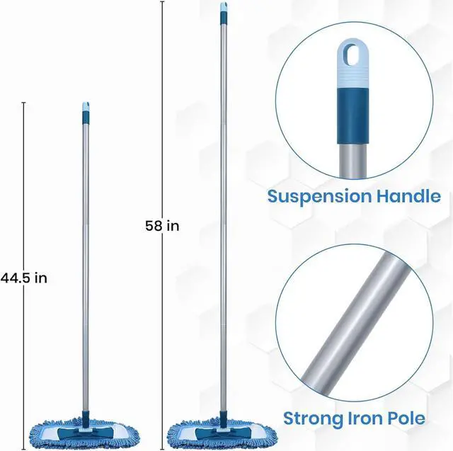 Alt view image 7 of 7 - Dust Mop for Hardwood Floors with 57" Long Handle Wet & Dry Mops for Catching Pet Hair and Dust Bunny Microfiber Dust Mops for Vinyl, Wood, Tile, Laminate Flooring