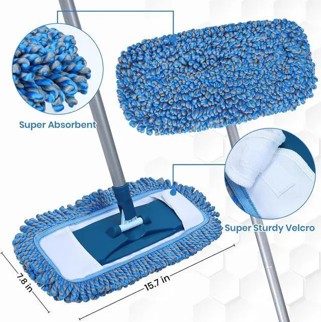 Alt view image 5 of 7 - Dust Mop for Hardwood Floors with 57" Long Handle Wet & Dry Mops for Catching Pet Hair and Dust Bunny Microfiber Dust Mops for Vinyl, Wood, Tile, Laminate Flooring