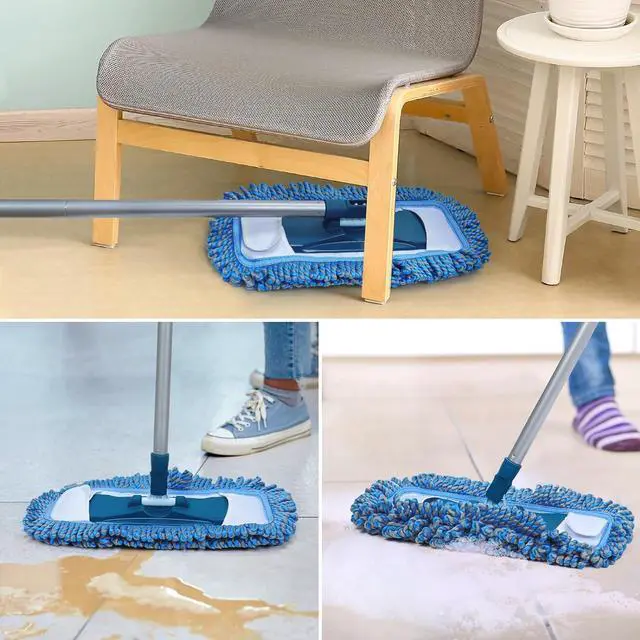 Alt view image 5 of 6 - Dust Mop for Hardwood Floors with 57" Long Handle Wet & Dry Mops for Catching Pet Hair and Dust Bunny Microfiber Flat Mops for Vinyl, Wood, Tile, Laminate Flooring