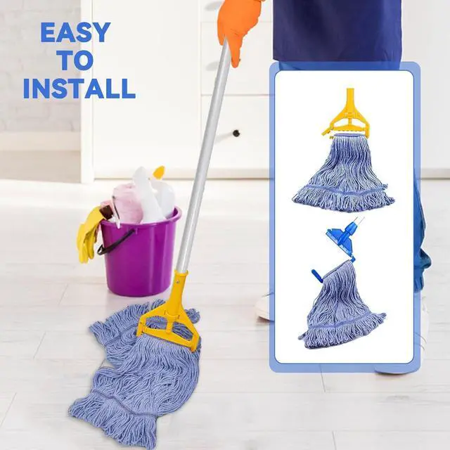 Alt view image 2 of 7 - Commercial Heavy Duty Mop Heads Replacement for Rubbermaid: 6 Packs Industrial Wet Mop Head for Floor Cleaning - Cotton Commercial Products Wet Mop Refills