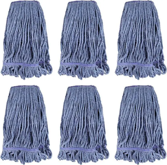 Main image of Commercial Heavy Duty Mop Heads Replacement for Rubbermaid: 6 Packs Industrial Wet Mop Head for Floor Cleaning - Cotton Commercial Products Wet Mop Refills