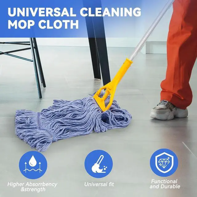 Alt view image 5 of 7 - Commercial Heavy Duty Mop Heads Replacement for Rubbermaid: 6 Packs Industrial Wet Mop Head for Floor Cleaning - Cotton Commercial Products Wet Mop Refills