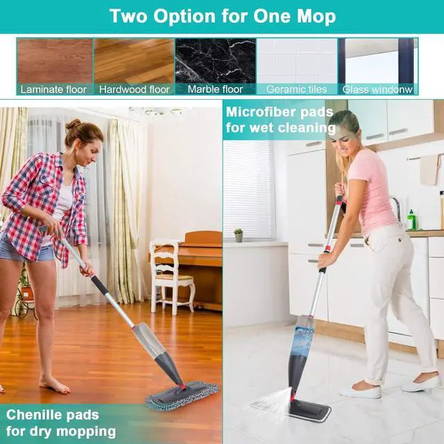 Alt view image 5 of 7 - Spray Mop for Floor Cleaning with 3pcs Washable Pads - Wet Dry Microfiber Mop with 800 ml Refillable Bottle for Kitchen Wood Floor Hardwood Laminate Ceramic Tiles Floor Dust Cleaning