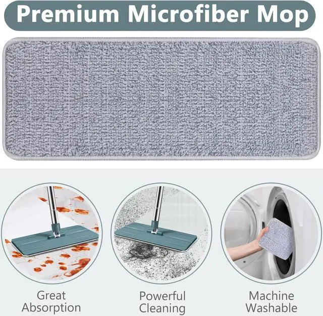 Alt view image 5 of 7 - Aifacay Floor Mop and Bucket Set, Flat Mop Bucket System 8 Reusable Microfiber Mop Pads Home Hardwood Mop and Bucket with Wringer Extended Stainless Steel Handle Mop for Wood, Vinyl