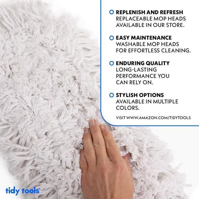 Alt view image 4 of 7 - Commercial Dust Mop & Floor Sweeper, 36 in. Dust Mop for Hardwood Floors, Cotton Reusable Dust Mop Head, Wooden Broom Handle, Industrial Dry Mop for Floor Cleaning & Janitorial Supplies