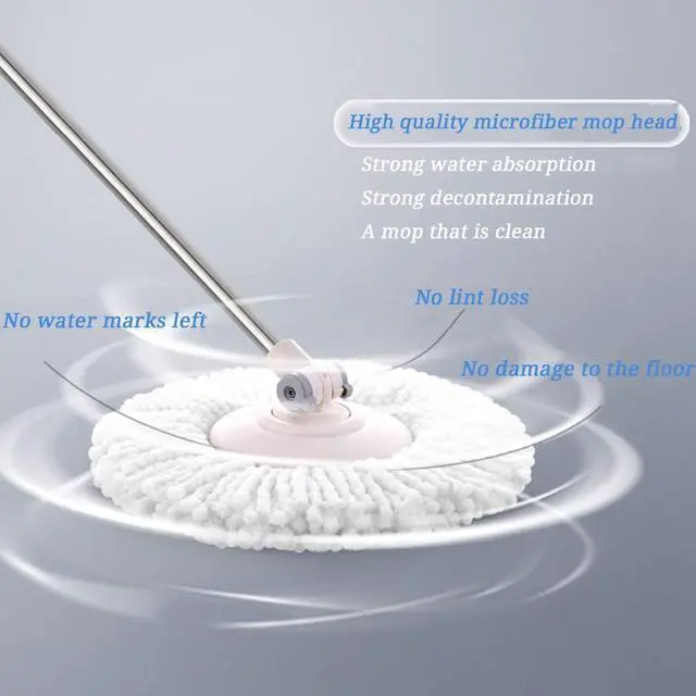 Alt view image 2 of 6 - 5 PCS Microfiber Replacement Mop Head Spin Mop Head Replacement 5-Pack, Microfiber Refill Heads Universal for 360 Spin Magic Mopping, Round Shape Standard Size White