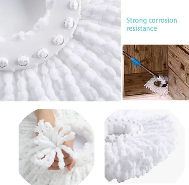Alt view image 5 of 6 - 5 PCS Microfiber Replacement Mop Head Spin Mop Head Replacement 5-Pack, Microfiber Refill Heads Universal for 360 Spin Magic Mopping, Round Shape Standard Size White