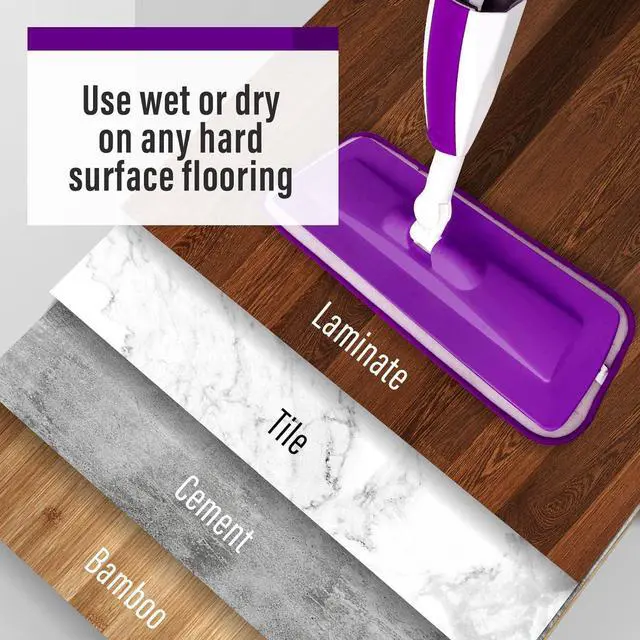 Alt view image 6 of 7 - Mops for Floor Cleaning Wet Spray Mop with 14 oz Refillable Bottle and 3 Washable Microfiber Pads Home or Commercial Use Dry Wet Flat Mop for Hardwood Laminate Wood Ceramic