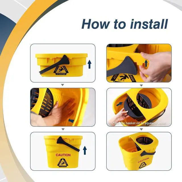 Alt view image 2 of 7 - Yocada Commercial Mop Bucket with Wringer Portable Collapsible Plastic Mop Bucket Cleaning Washing Bucket for Cotton Mop
