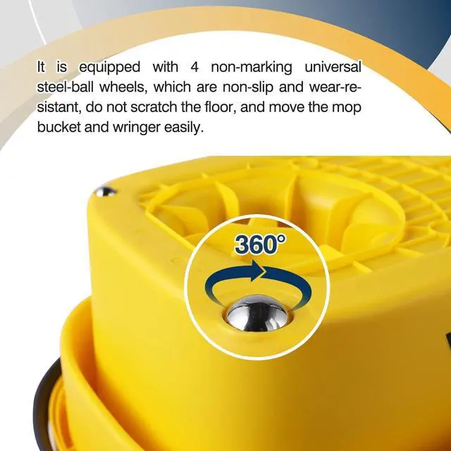 Alt view image 6 of 7 - Yocada Commercial Mop Bucket with Wringer Portable Collapsible Plastic Mop Bucket Cleaning Washing Bucket for Cotton Mop