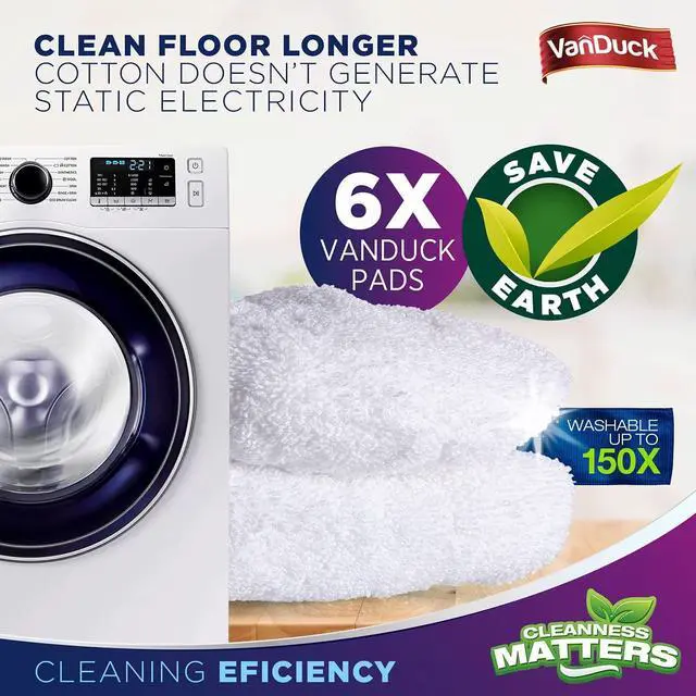 Alt view image 5 of 7 - VanDuck 100% Cotton Terry Cloth Mop Pads 15x8 Inch 6-Pack (Handle is Not Included)