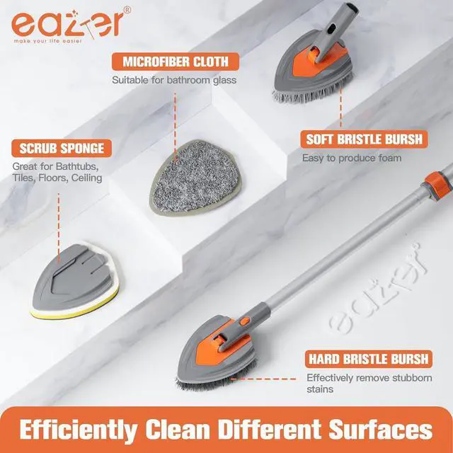 Alt view image 2 of 6 - eazer 4-in-1 Long-Handled Tub Scrubber-Versatile Bathroom Cleaning Brush with Shower Scrubber-Ideal Shower Cleaner Brush for Efficient Cleaning-Long Handle Scrub Brush for Shower, Tub, and Bathroom
