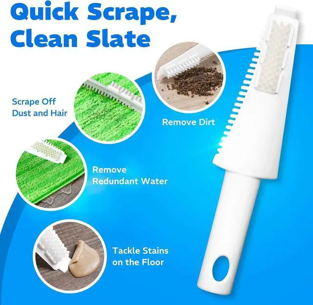 Alt view image 3 of 7 - 4 Pack Reusable Microfiber Mop Pads, Compatible with Swiffer Sweeper, Machine Washable Cloths, Scraper Included, Refills for All Floor Cleaning, Hook and Loop, Wet Dry - 10"- 12"