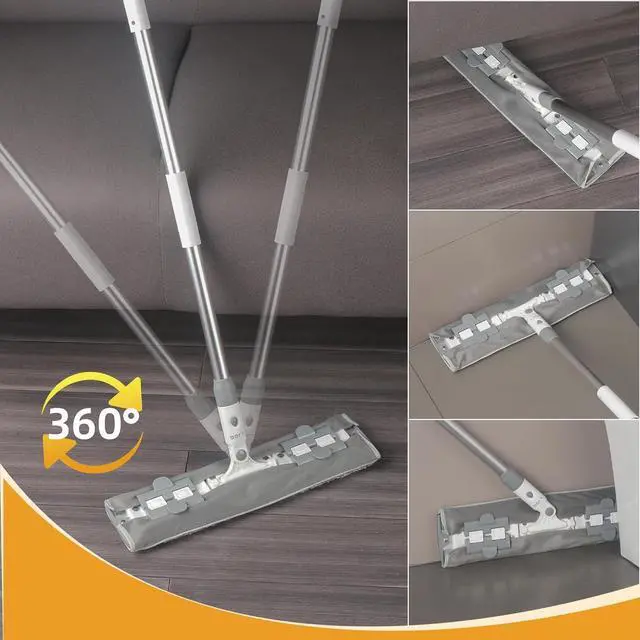 Alt view image 5 of 7 - 15" Microfiber Mops for Floor Cleaning, Floor Mops with 4 Washable Pads & Stainless Steel Long Handle, Professional Home Commercial Wood Floor Mop for Tiles Vinyl Wood Hardwood
