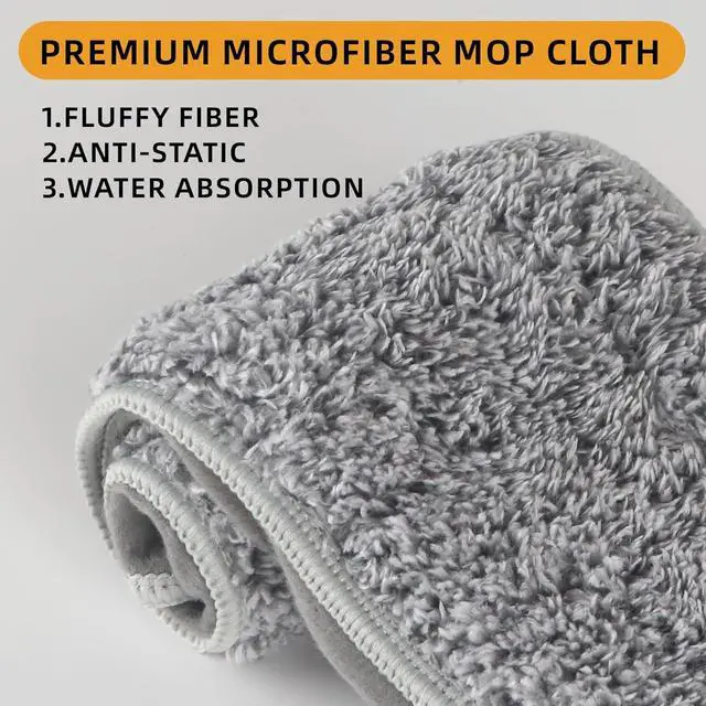 Alt view image 4 of 7 - 15" Microfiber Mops for Floor Cleaning, Floor Mops with 4 Washable Pads & Stainless Steel Long Handle, Professional Home Commercial Wood Floor Mop for Tiles Vinyl Wood Hardwood
