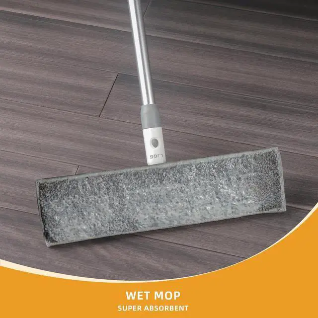 Alt view image 7 of 7 - 15" Microfiber Mops for Floor Cleaning, Floor Mops with 4 Washable Pads & Stainless Steel Long Handle, Professional Home Commercial Wood Floor Mop for Tiles Vinyl Wood Hardwood
