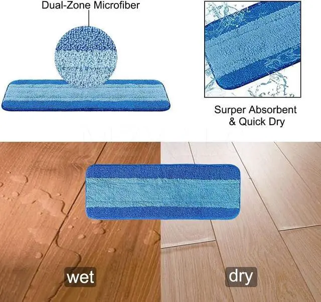 Alt view image 3 of 6 - 6 Pack Microfiber Mop Pads for Bona Microfiber Cleaning Pad Compatible with Bona Mop for Hardwood Floor 18 Inch