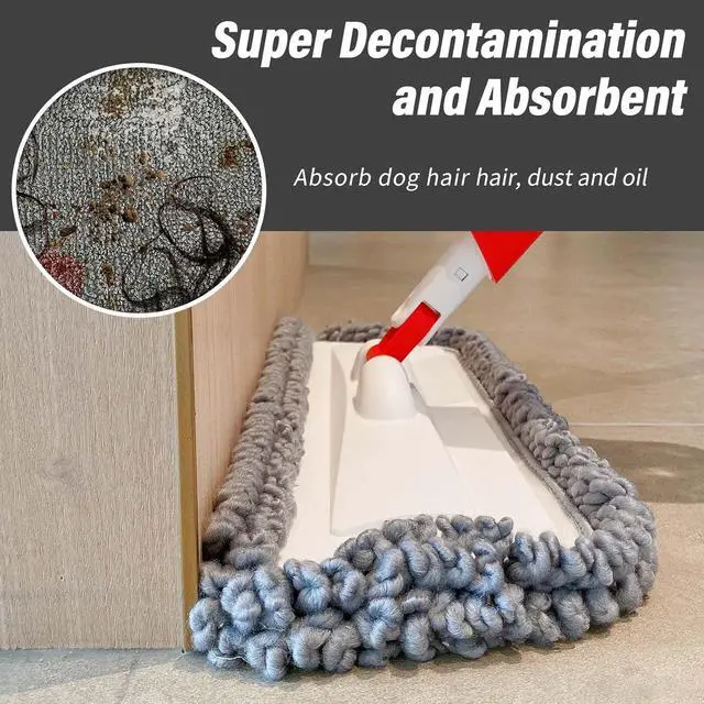 Alt view image 3 of 6 - 16.5 inch Mop Pads Refills, 3 Pack Microfiber Reusable Replacement Mop Pads Flat Replacements Heads for Wet Or Dry Floor Cleaning and Scrubbing, Grey Tassel Cloth