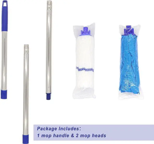 Alt view image 2 of 7 - Mop, One Mop Handle with Two Microfiber Mop Heads (1 Handle & 2 Mop Heads)