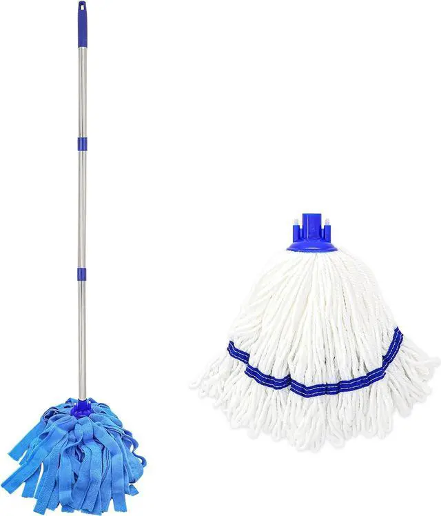 Main image of Mop, One Mop Handle with Two Microfiber Mop Heads (1 Handle & 2 Mop Heads)
