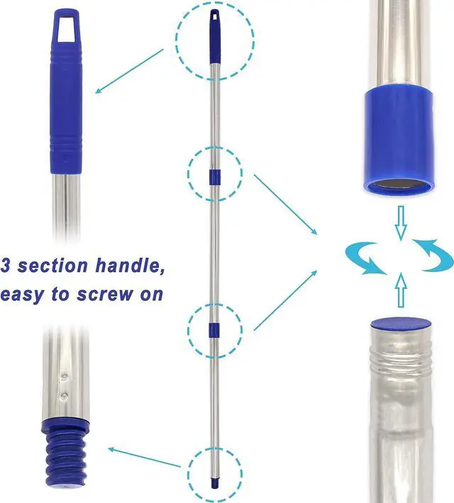 Alt view image 7 of 7 - Mop, One Mop Handle with Two Microfiber Mop Heads (1 Handle & 2 Mop Heads)