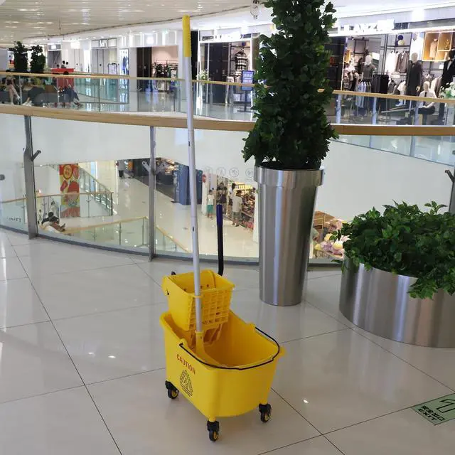 Alt view image 3 of 7 - Commercial Mop Bucket with Side Press Wringer on Wheels, 35Qt,Yellow Including One Commercial Mop